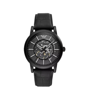 Armani Black Leather Automatic Watch