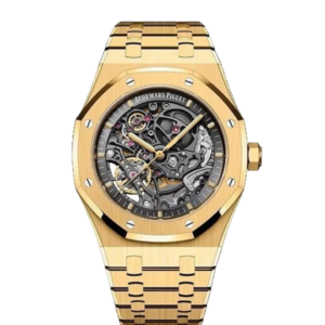 Audemars Piguet Royal Oak Double Balance Wheel Open worked yellow gold Skeleton Dial Automatic Mens Watch