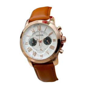 Fossil Grant Leather Belt Black Copper Watch Copy