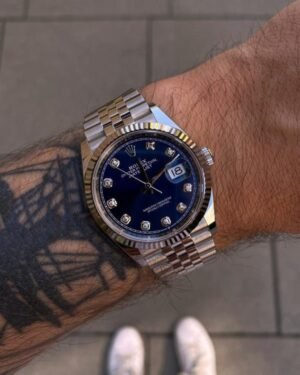 ROLEX DATEJUST AUTOMATIC PRIMIUM   SILVER&BLUE WATCH with ( OG KIT )