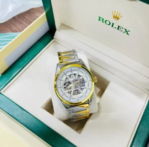 Rolex Dualtone Automatic Open Back Metal Watch