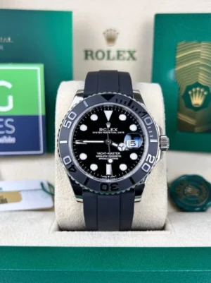 ROLEX YACHT MASTER OYSTER FLEX (BLACK SILVER) with ( OG KIT )