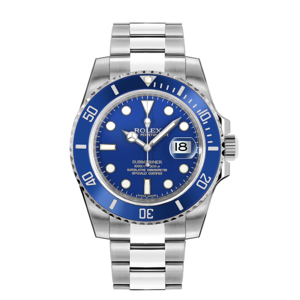 Rolex Submariner Silver Blue Metal Watch with ( OG KIT )