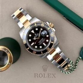 Rolex Submariner Silver Gold Black Metal Watch with ( OG KIT )